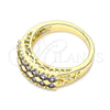 Oro Laminado Multi Stone Ring, Gold Filled Style with Amethyst Cubic Zirconia, Polished, Golden Finish, 01.346.0023.5.09 (Size 9)