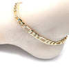 Oro Laminado Basic Anklet, Gold Filled Style Pave Figaro Design, Polished, Golden Finish, 5.223.034.12 (07 MM Thickness, 12 Inches Length)