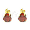 Oro Laminado Stud Earring, Gold Filled Style with Garnet Cubic Zirconia, Polished, Golden Finish, 5.128.021.3
