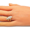 Oro Laminado Multi Stone Ring, Gold Filled Style with White Cubic Zirconia, Polished, Golden Finish, 01.283.0024.08 (Size 8)