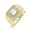 Oro Laminado Mens Ring, Gold Filled Style with White Cubic Zirconia, Polished, Golden Finish, 01.283.0027.11 (Size 11)