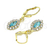 Oro Laminado Dangle Earring, Gold Filled Style with Blue Topaz and White Crystal, Polished, Golden Finish, 02.122.0115.8