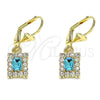 Oro Laminado Dangle Earring, Gold Filled Style with Blue Topaz and White Crystal, Polished, Golden Finish, 02.122.0117.8