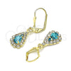 Oro Laminado Dangle Earring, Gold Filled Style Teardrop Design, with Blue Topaz and White Crystal, Polished, Golden Finish, 02.122.0116.8