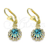 Oro Laminado Dangle Earring, Gold Filled Style with Blue Topaz and White Crystal, Polished, Golden Finish, 02.122.0113.8