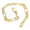 Oro Laminado Basic Bracelet, Gold Filled Style Figaro Design, Polished, Golden Finish, 04.63.1412.07 (160 Gauge, 07 MM Thickness, 7 Inches Length)