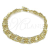 Oro Laminado Fancy Bracelet, Gold Filled Style Bow Design, Polished, Golden Finish, 03.168.0037.08 (09 MM Thickness, 8 Inches Length)