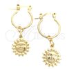 Oro Laminado Small Hoop, Gold Filled Style Sun Design, Polished, Golden Finish, 02.58.0041.12