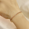 Oro Laminado Tennis Bracelet, Gold Filled Style with Pink Cubic Zirconia, Polished, Golden Finish, 03.58.0065.3.07 (02 MM Thickness, 7 Inches Length)