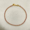 Oro Laminado Tennis Bracelet, Gold Filled Style with Pink Cubic Zirconia, Polished, Golden Finish, 03.58.0065.3.07 (02 MM Thickness, 7 Inches Length)