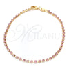 Oro Laminado Tennis Bracelet, Gold Filled Style with Pink Cubic Zirconia, Polished, Golden Finish, 03.58.0065.3.07 (02 MM Thickness, 7 Inches Length)