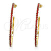 Oro Laminado Stud Earring, Gold Filled Style with Garnet Crystal, Polished, Golden Finish, 02.122.0118.1.55
