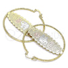 Oro Laminado Large Hoop, Gold Filled Style Elephant and Owl Design, Diamond Cutting Finish, Tricolor, 02.380.0091.50