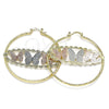 Oro Laminado Large Hoop, Gold Filled Style Butterfly Design, Diamond Cutting Finish, Tricolor, 02.380.0092.50