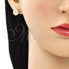 Oro Laminado Stud Earring, Gold Filled Style with White Micro Pave, Polished, Golden Finish, 02.344.0125