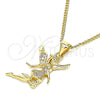 Oro Laminado Pendant Necklace, Gold Filled Style Angel Design, with White Micro Pave, Polished, Golden Finish, 04.156.0443.20 (02 MM Thickness, 20 Inches Length)