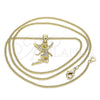 Oro Laminado Pendant Necklace, Gold Filled Style Angel Design, with White Micro Pave, Polished, Golden Finish, 04.156.0443.20 (02 MM Thickness, 20 Inches Length)