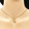 Oro Laminado Pendant Necklace, Gold Filled Style Angel Design, with White Micro Pave, Polished, Golden Finish, 04.156.0444.20 (02 MM Thickness, 20 Inches Length)