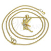 Oro Laminado Pendant Necklace, Gold Filled Style Angel Design, with White Micro Pave, Polished, Golden Finish, 04.156.0444.20 (02 MM Thickness, 20 Inches Length)