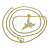 Oro Laminado Pendant Necklace, Gold Filled Style Angel Design, with White Micro Pave, Polished, Golden Finish, 04.156.0446.20 (02 MM Thickness, 20 Inches Length)