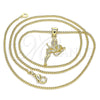 Oro Laminado Pendant Necklace, Gold Filled Style Angel Design, with White Micro Pave, Polished, Golden Finish, 04.156.0448.20 (02 MM Thickness, 20 Inches Length)