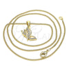 Oro Laminado Pendant Necklace, Gold Filled Style Butterfly Design, with White Micro Pave, Polished, Golden Finish, 04.156.0454.20 (02 MM Thickness, 20 Inches Length)