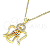 Oro Laminado Pendant Necklace, Gold Filled Style Angel Design, with White Micro Pave, Polished, Golden Finish, 04.156.0456.20 (02 MM Thickness, 20 Inches Length)