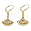 Oro Laminado Long Earring, Gold Filled Style with White Cubic Zirconia, Polished, Golden Finish, 02.387.0039
