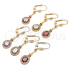 Oro Laminado Long Earring, Gold Filled Style with White Cubic Zirconia, Polished, Golden Finish, 02.387.0045