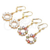 Oro Laminado Long Earring, Gold Filled Style with White Cubic Zirconia, Polished, Golden Finish, 02.387.0054
