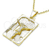 Oro Laminado Fancy Pendant, Gold Filled Style Jesus Design, Polished, Golden Finish, 05.213.0127