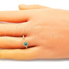 Oro Laminado Elegant Ring, Gold Filled Style Evil Eye Design, Azul claro Resin Finish, Golden Finish, 01.213.0014.2 (One size fits all)