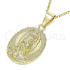 Oro Laminado Religious Pendant, Gold Filled Style Guadalupe Design, Polished, Golden Finish, 05.213.0130