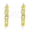 Oro Laminado Medium Hoop, Gold Filled Style Puff Mariner Design, Polished, Golden Finish, 02.163.0156.40