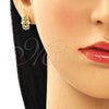 Oro Laminado Stud Earring, Gold Filled Style Hand of God Design, with Multicolor Micro Pave, Polished, Golden Finish, 02.310.0040