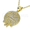 Oro Laminado Fancy Pendant, Gold Filled Style Money Sign Design, with White Micro Pave, Polished, Golden Finish, 05.342.0053