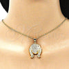 Oro Laminado Fancy Pendant, Gold Filled Style with White and Garnet Micro Pave, Polished, Golden Finish, 05.342.0054