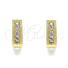 Oro Laminado Huggie Hoop, Gold Filled Style with Amethyst Cubic Zirconia, Polished, Golden Finish, 02.210.0635.3.15