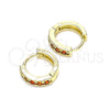 Oro Laminado Huggie Hoop, Gold Filled Style with Garnet Micro Pave, Polished, Golden Finish, 02.210.0636.1.10