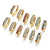 Oro Laminado Huggie Hoop, Gold Filled Style with White Cubic Zirconia, Polished, Golden Finish, 02.210.0637.12