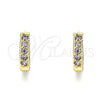Oro Laminado Huggie Hoop, Gold Filled Style with Amethyst Cubic Zirconia, Polished, Golden Finish, 02.210.0637.3.12