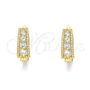 Oro Laminado Huggie Hoop, Gold Filled Style with White Cubic Zirconia, Polished, Golden Finish, 02.210.0639.12