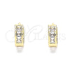 Oro Laminado Huggie Hoop, Gold Filled Style with White Cubic Zirconia, Polished, Golden Finish, 02.210.0640.10