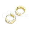 Oro Laminado Huggie Hoop, Gold Filled Style with White Cubic Zirconia, Polished, Golden Finish, 02.210.0640.10