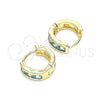 Oro Laminado Huggie Hoop, Gold Filled Style with Aqua Blue Cubic Zirconia, Polished, Golden Finish, 02.210.0640.2.10
