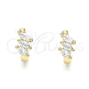 Oro Laminado Huggie Hoop, Gold Filled Style with White Cubic Zirconia, Polished, Golden Finish, 02.210.0642.12