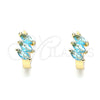 Oro Laminado Huggie Hoop, Gold Filled Style with Aqua Blue Cubic Zirconia, Polished, Golden Finish, 02.210.0642.2.12