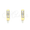 Oro Laminado Huggie Hoop, Gold Filled Style with White Cubic Zirconia, Polished, Golden Finish, 02.210.0644.12