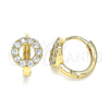 Oro Laminado Huggie Hoop, Gold Filled Style with White Cubic Zirconia, Polished, Golden Finish, 02.210.0646.15