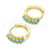Oro Laminado Huggie Hoop, Gold Filled Style with Aqua Blue Cubic Zirconia, Polished, Golden Finish, 02.210.0650.2.15